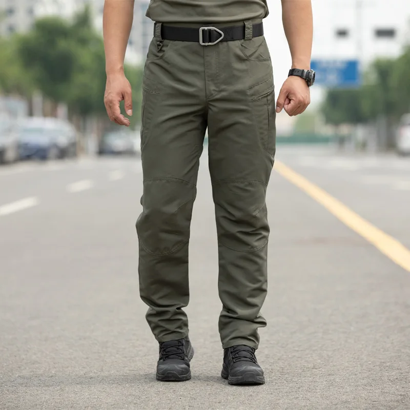 Herren Rip-Stop Taktische Cargohose mit mehreren Reißverschlusstaschen, verschleißfeste gerade Arbeitshose, Outdoor-Wanderhose, Taktikhose – Detail 6