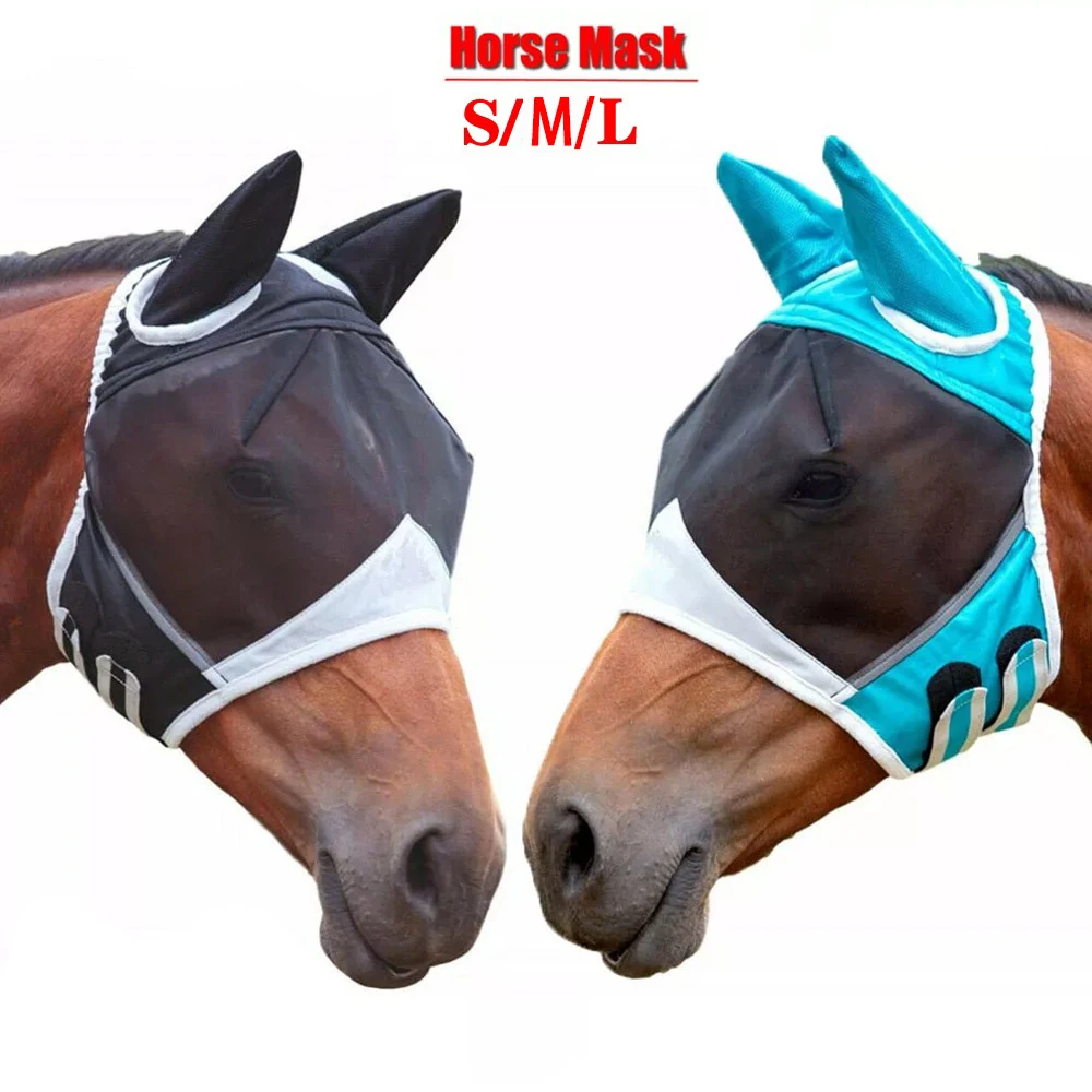 Breathable Horse Mask Anti-mosquito Horse Hood Comfortable Face Cover UV Resistant Insect Proof Equestrian Equipment Horse Care