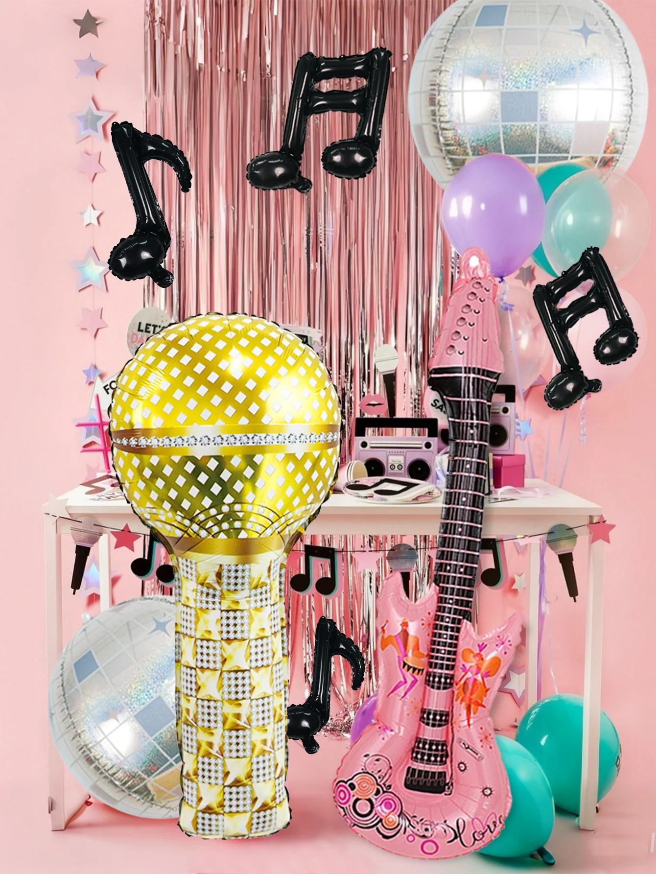 9-teiliges Musikthemen-Party-Ballon-Set für Pop-, Disco-, Rock- und K-Pop-Geburtstagsfeiern - Verschiedene Farben und Designs – Detail 3