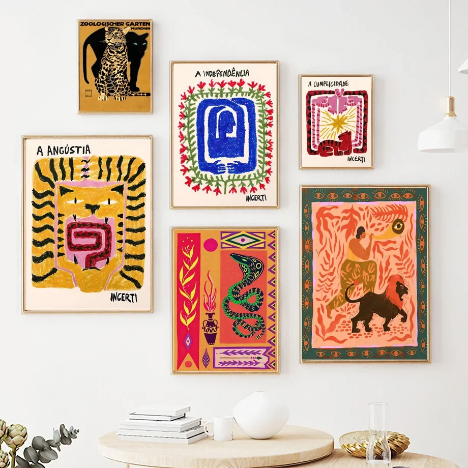 

Abstract Ancient Egypt Tiger Leopard Woman Jungle Wall Art Canvas Painting Posters And Prints Wall Pictures For Bedroom Decor