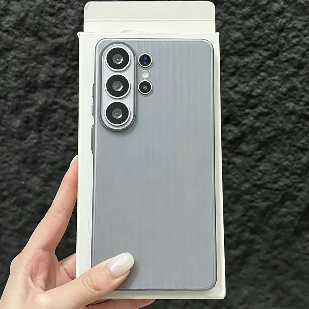 Matte PC Corrugated Pattern Phone Case For Samsung S26 S25 S24 S23 Ultra Plus Shockproof Protection Transparent Frosted Cover