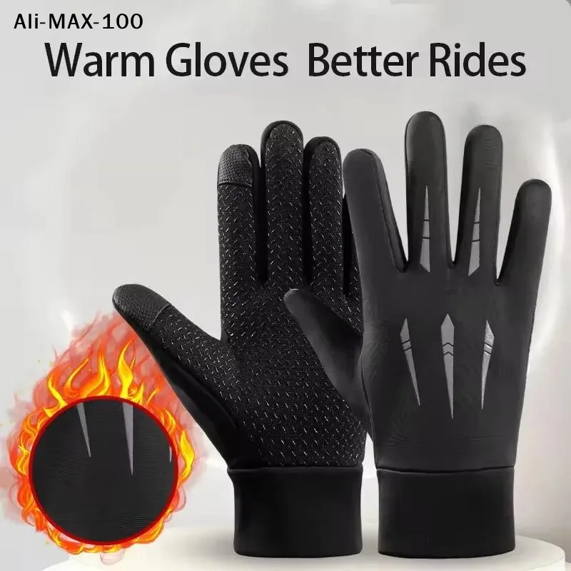 【AM3】Warme Handschuhe für Herren, Motorrad-Winterhandschuhe, winddicht, wasserabweisend, für Radfahren, Takeaway, Touchscreen, Angeln, rutschfeste Handschuhe