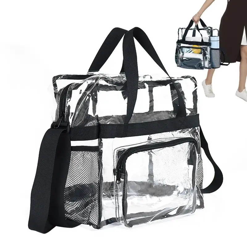 

Portable PVC Transparent Shoulder Crossbody Bag Tote Satchel Handbag for Women Lady Large Capacity Clear Bag Shopping Handbag