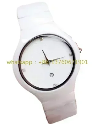 High Quality  N Mens Women Black White Ceramic Watch Lovers Round Quartz Casual Wristwatch Sport Watches