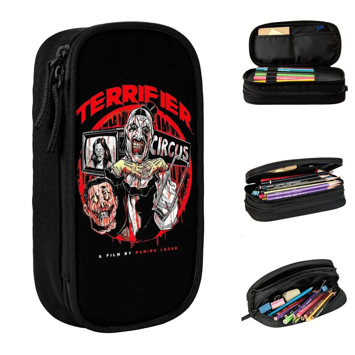 Terrifier Smile The Clown Horror Movie Pencil Case Classic Pen Holder Bags Student Big Capacity School Supplies Pencil Pouch