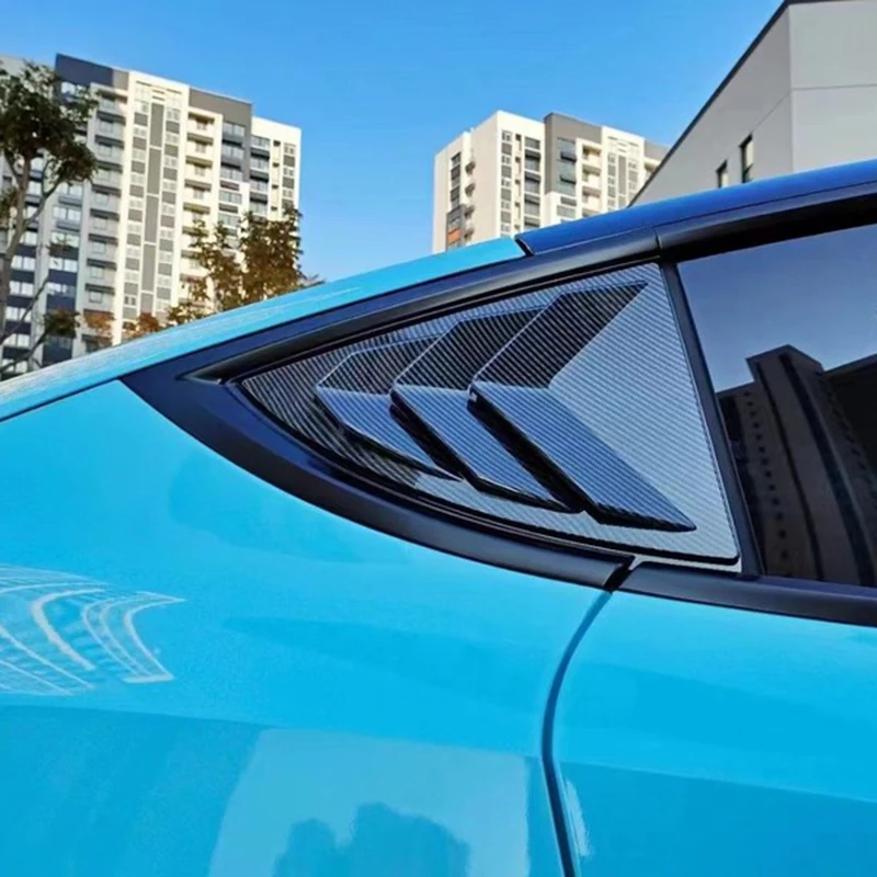 For Tesla Model 3 2017-2021 Rear Triangular Glass Blinds Decorative Sticker Protective Cover Carbon Fiber Look Or Glassy Black