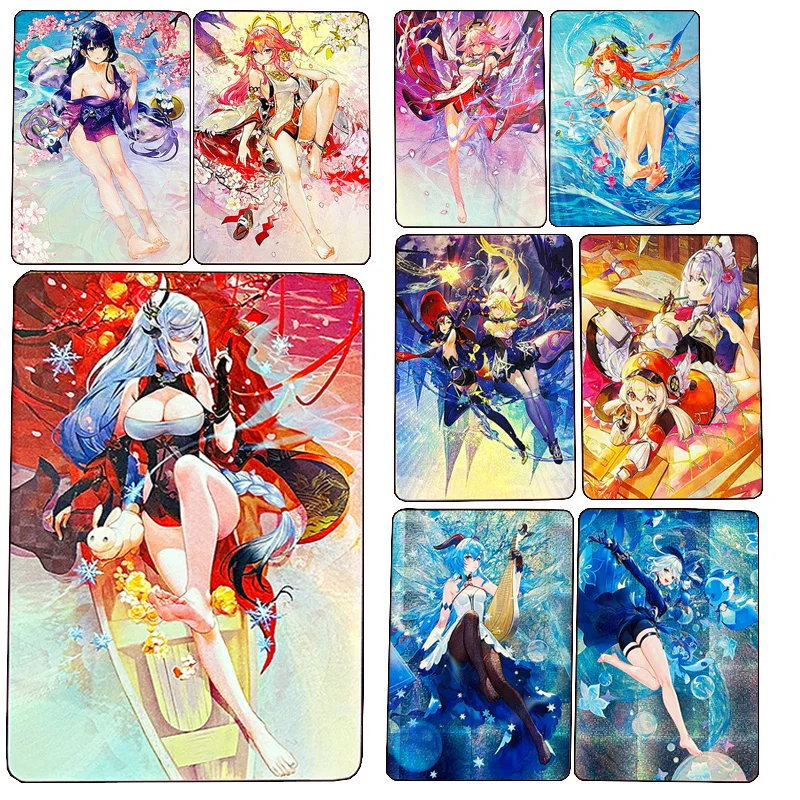 

Genshin Impact Yae Miko Raiden Shogun Kamisato Ayaka Funingna Ganyu Collectible Cards Christmas Birthday Gift Refraction Flash