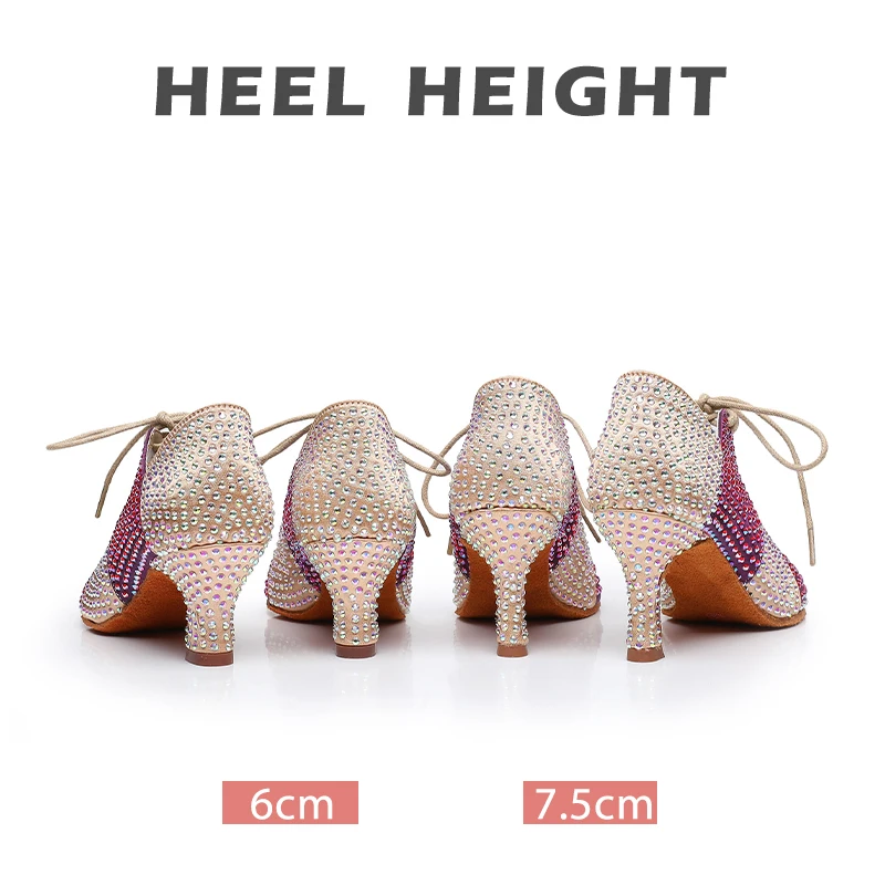 Women Dance Shoes Medium Heels For Woman Girls Latin Dance Girls Ladies Ballroom Modern Tango Salsa Sandals Shining Party Shoes