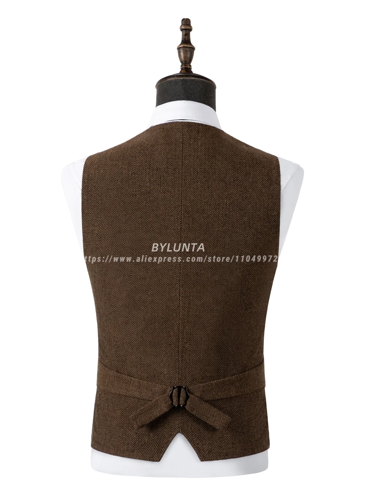 Bylunta Men's Casual Suit Vest Regular Fit Wool Herringbone Waistcoat For Wedding and Party