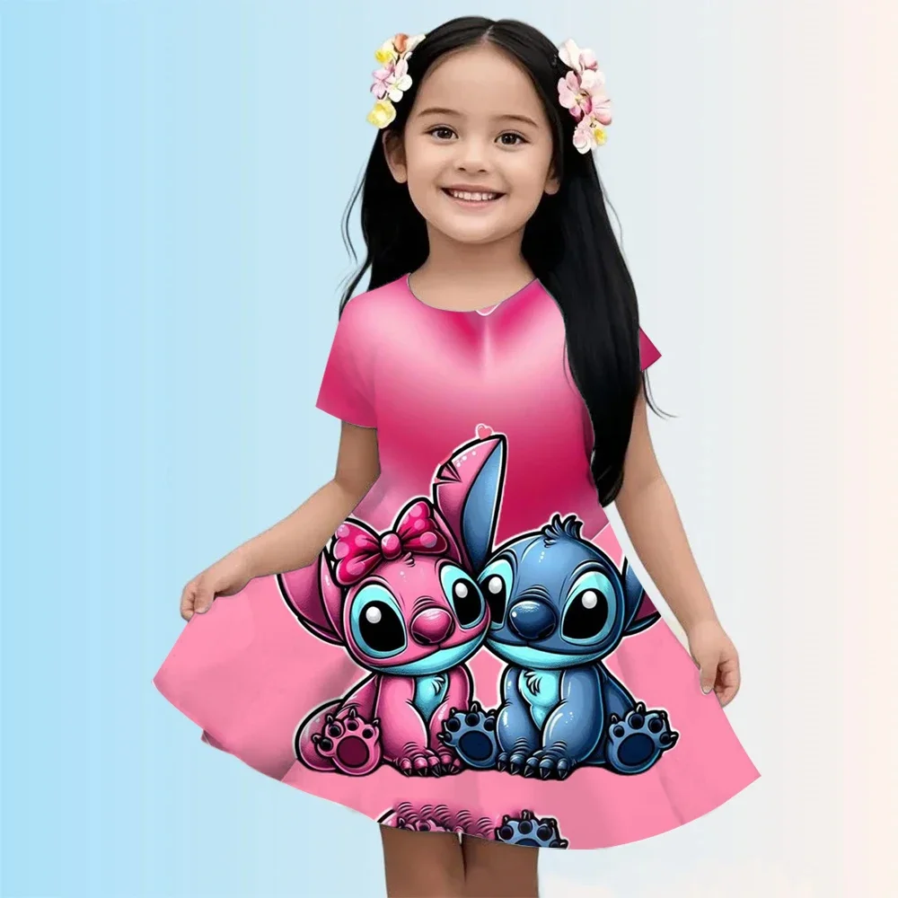 

Girls Party Stitch Dresses Top Clothes for Children Holiday Princess Dress 3 To 12 Years Old Kids Casual Clothing Soft Home Wear