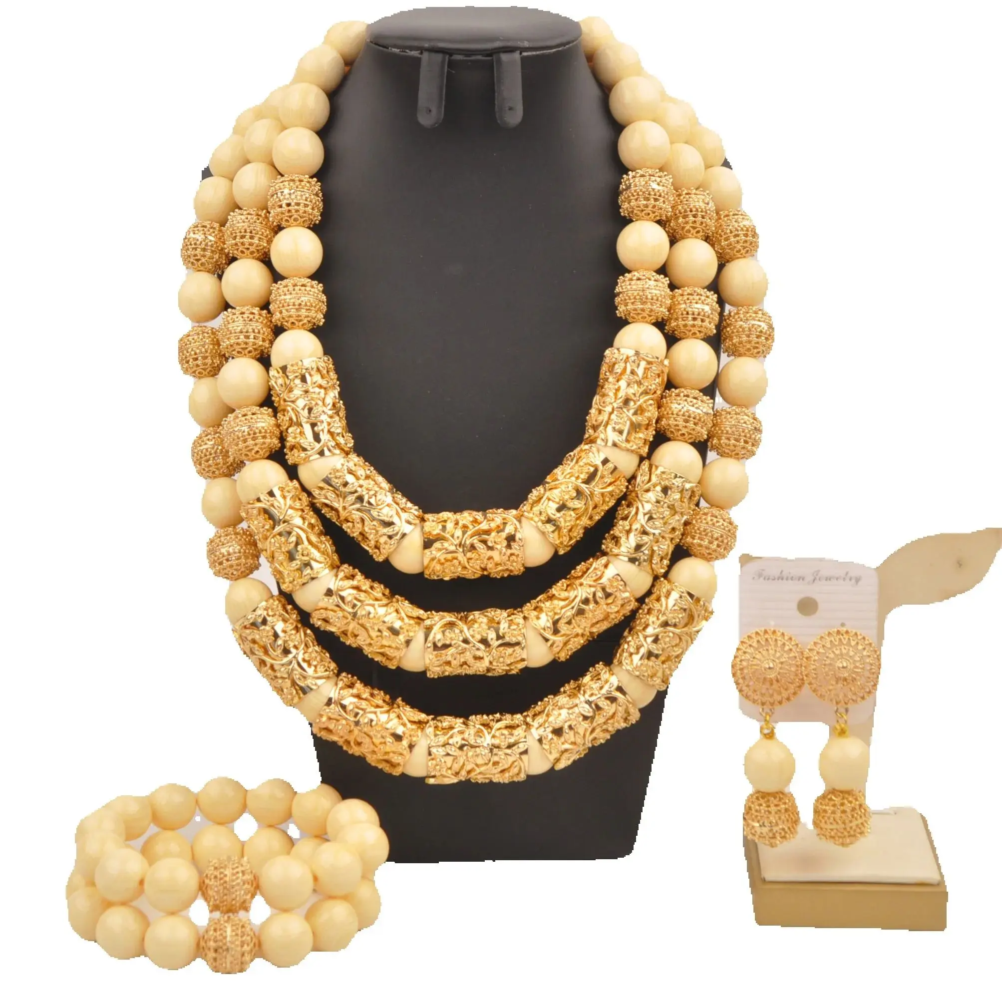 

White Artificial Coral Beaded Jewelry Sets, Nigerian Wedding African Necklace Bracelet, Earrings