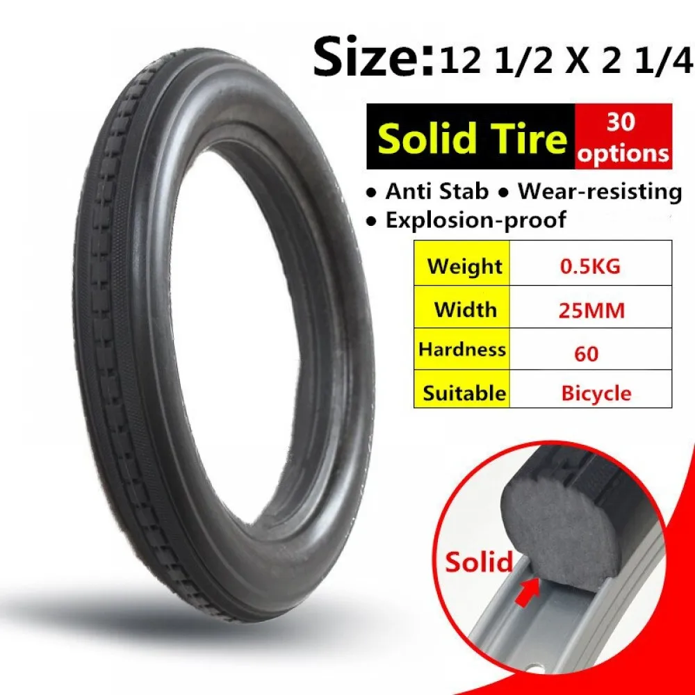 26/24/22/20/18/16/14/12.5/10/8.5 Inch Bicycle Solid Wear-resistant Airless Tire Without Tube Anti Stab Riding MTB Road Bike Tyre