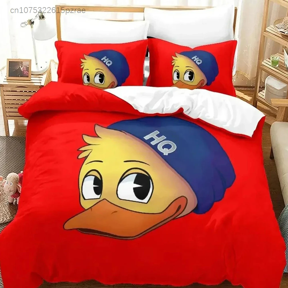 3D Printing Quilting - ชุดเครื่องนอนลายการ์ตูน 3D ลายเป็ดควอคกิตี้ ประกอบด้วยปลอกผ้านวม ปลอกหมอน ผ้าห่ม