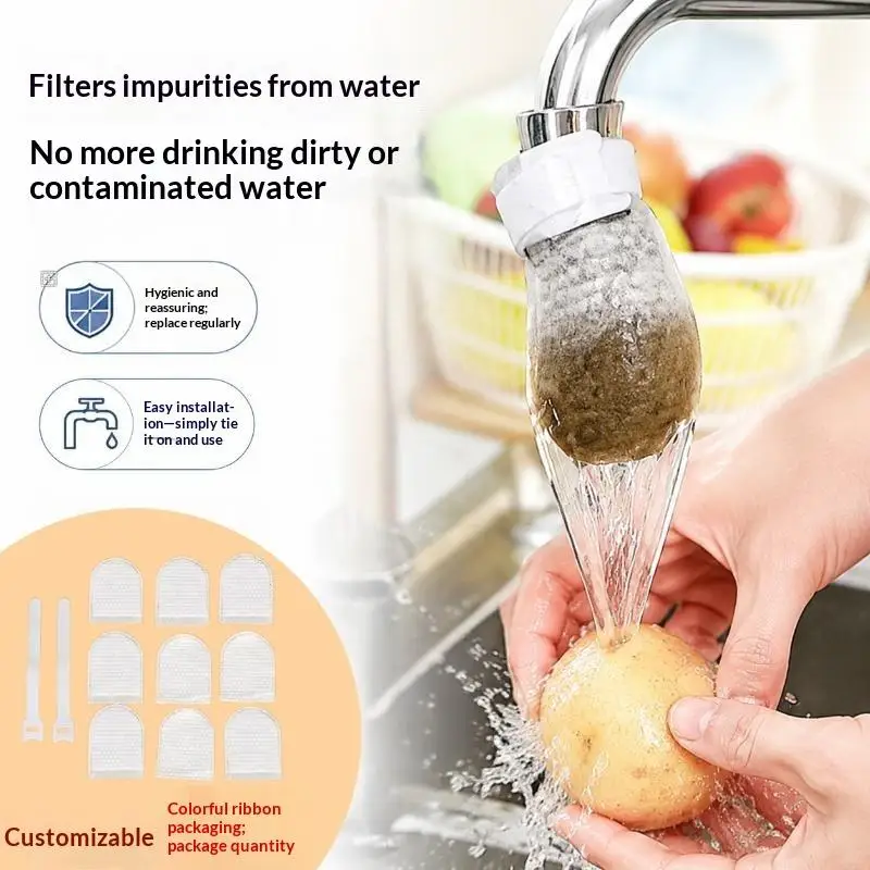 10Pcs Faucet Filter Cotton,Anti-splash Removes Sand Filters With T-strap ,Water Purification Socks For Tap Water Rust Removal
