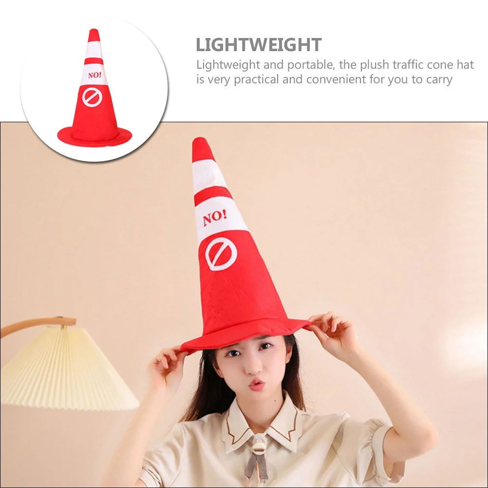 Traffic Cone Hat Party Shape Headwear Plush Cosplay Funny Headgear Cosmetics Costume