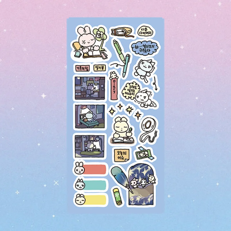 Cartoon Laser Cute Graffiti Korean Rabbit Cat Stickers Hand Account Diary Notebook Planner Scrapbook DIY Decorative Stickers