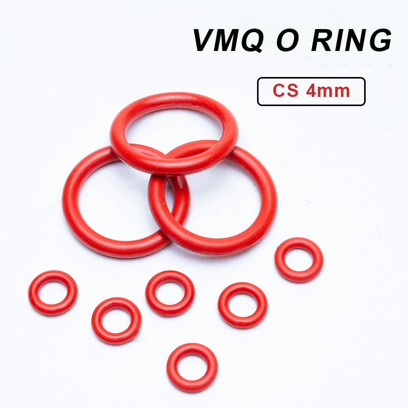 

Red Silicone O Ring Gasket CS 4mm OD 12-600mm Food Grade Silicone VMQ Sealing Washer Oil Resistant Insulation Rubber Ring