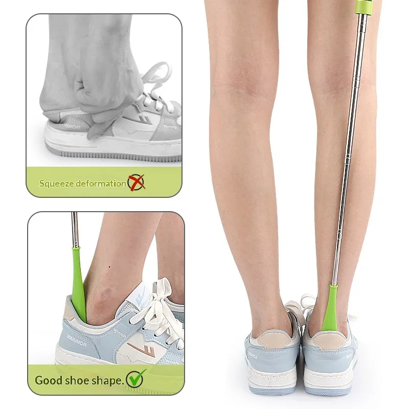 30cm-71cm Stretchable Long Shoe horns Metal Shoehorn pregnant woman elderly Shoe spoon No bending over Wearing Shoe spatula 1Pcs
