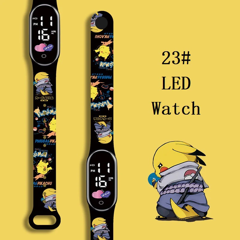 Pokemon Strap LED Electronic Watch Fashion Colorful Bracelet Touch Waterproof Anime Character Pikachu Kid Digital Watches