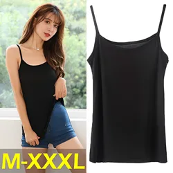 Camisolas de verano para mujer, camisola fina sin mangas de algodón con tirantes sexis para chica, Top liso, chaleco básico Simple, Tops, ropa interior femenina