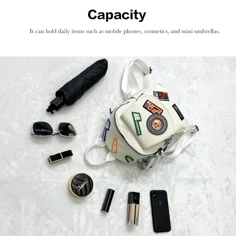 حقيبة ظهر نسائية كاجوال عصرية مع شارة بنمط كتف وحقيبة مدرسية للاستخدام اليومي والسفر وحقائب ظهر صغيرة #6