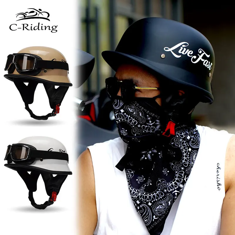 

Helmet Motorcycle Open Face Retro Capacete De Motor Scooter Motorbike Helmets German Dot Safety Vintage Casco Moto Four Seasons