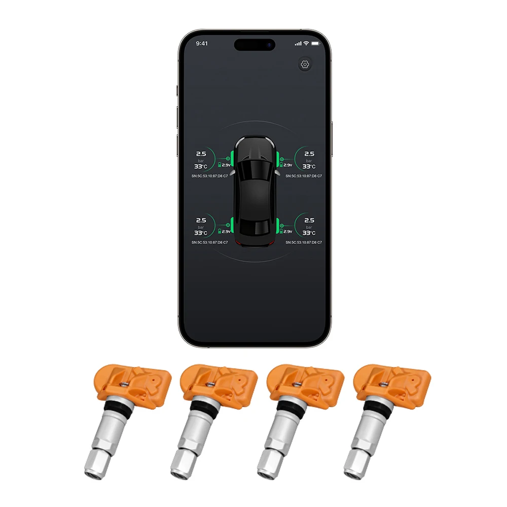 APP TPMS Wireless Auto Car Tire Pressure Monitoring System with 4 Sensors  for iphone ios Android