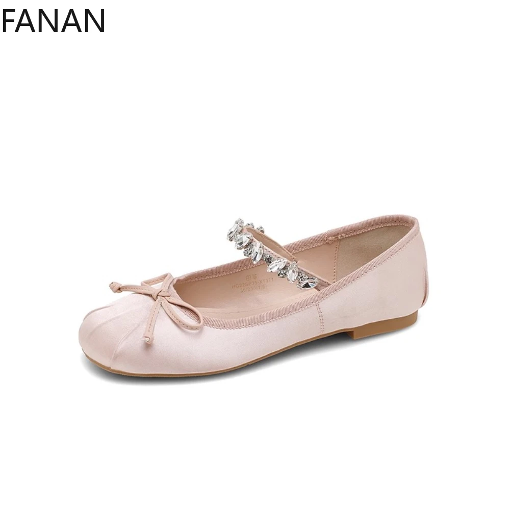 

French Mary Jane Rhinestone Flats Shoes Sweet Butterfly Ballet Shoes Low Heel Casual Pumps Sneakers Single Shoes Sandals