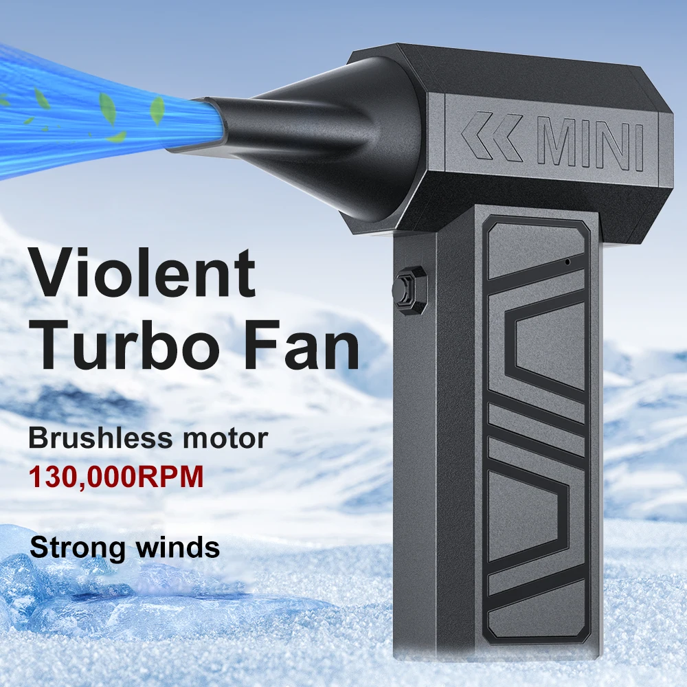 

Turbo Jet Fan Cleaning Blower Tool Type-C Charging 5 Outlet Nozzles Blowing Snow 130000RPM Electric Air Duster Car Fan Portable