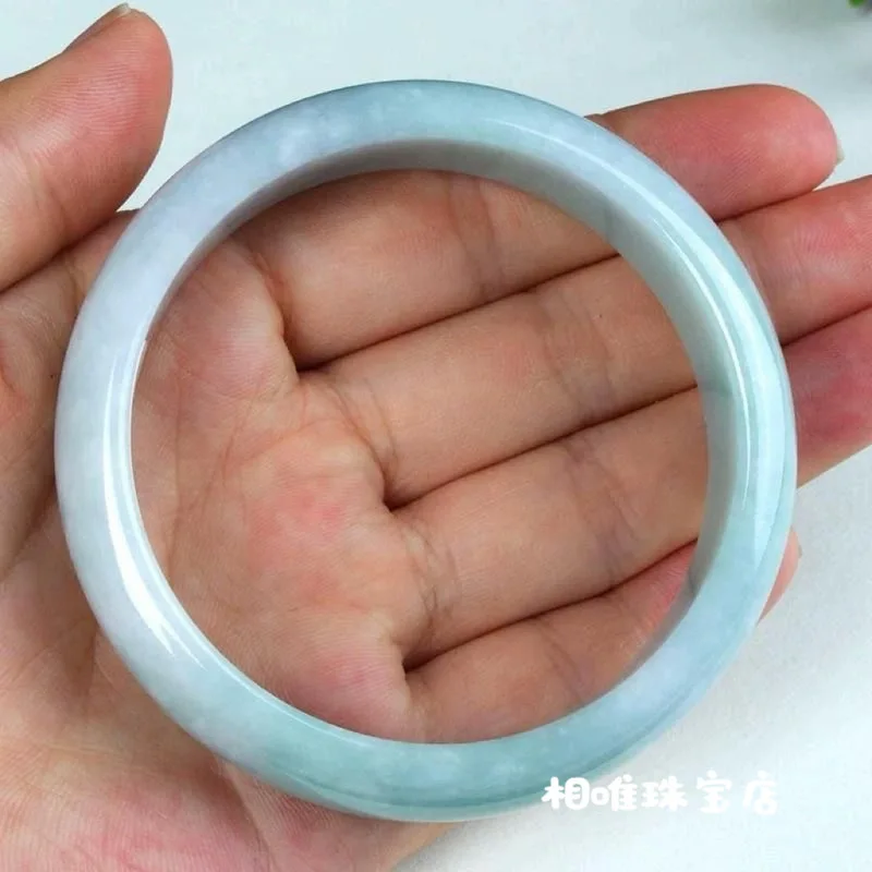 Jadeite with floral patterns bangle, round jade bracelet, ethereal