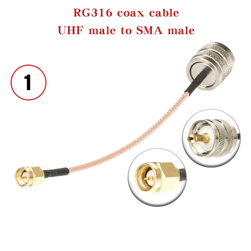 RG316 Coax Cable UHF PL259 SO239 To SMA Male Female Right Anlge Connector UHF To SMA Crimp for Cable Low Loss Fast Delivery RF