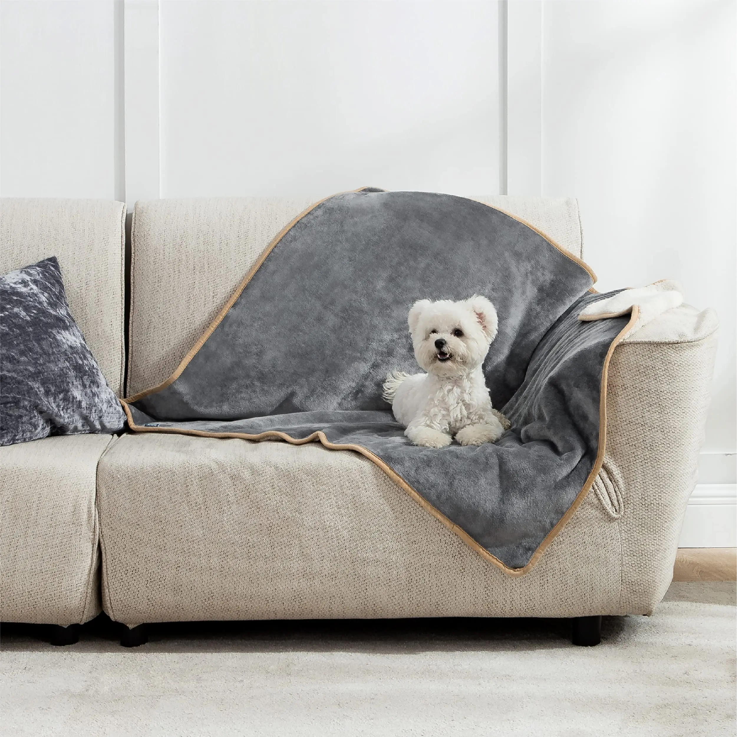 Wasserdichte Kleine Hundedecke, Wendbare Weiche Cord- & Fleece-Kuscheldecke, Waschbarer Schutzbezug für Welpen und Katzen, Fleckenresistenter Möbel-Sofa-Schutz, Haustier-Zubehör