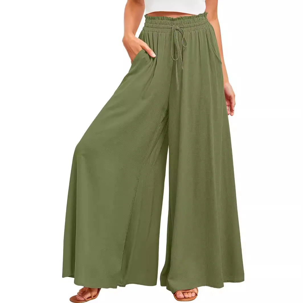 New Women Wide Leg Pants with Elastic Waistband Long Pants for Women Gothic Style Clothes