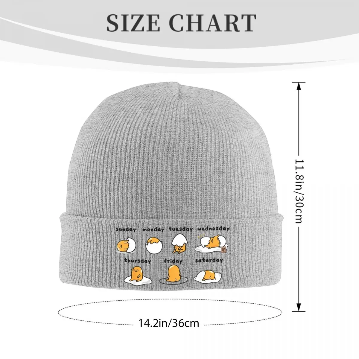 Gudetama Days Of The Week Beanie Hats Men Women Outdoor Sport Skullies Beanies Winter Design Thermal Elastic Beanie Hat