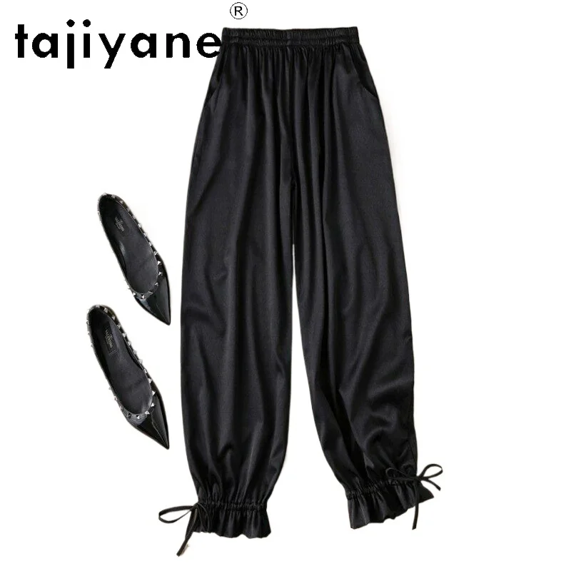 TAJIYANE 93% Real Mulberry Silk Pants for Woman Fashion Black Bloomers Pants Casual Loose Summer Trousers Women Clothes 2026 바지
