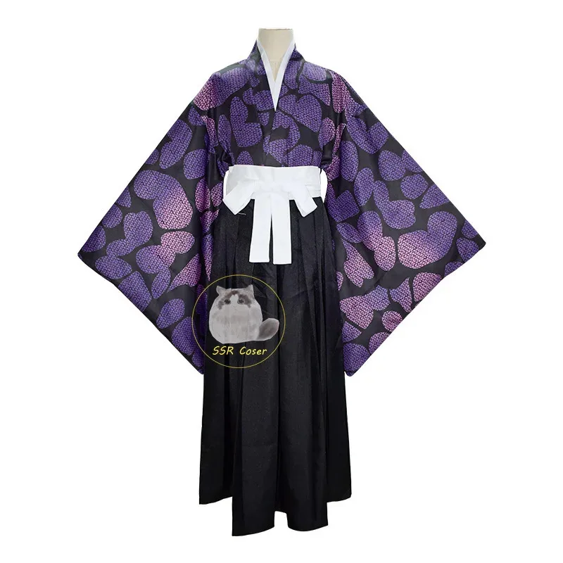 애니메이션 Kokushibo 코스프레 의상 악마 슬레이어 Kimetsu No Yaiba 코스프레 유니폼 Kokushibou 가발 할로윈 파티 의상 남성용