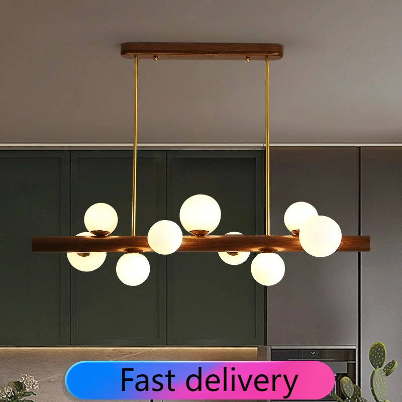 

Wood Lamp Pendant Light Modern Style LED Chandelier Home Decoration Minimalist Hanging Lighting Fixture