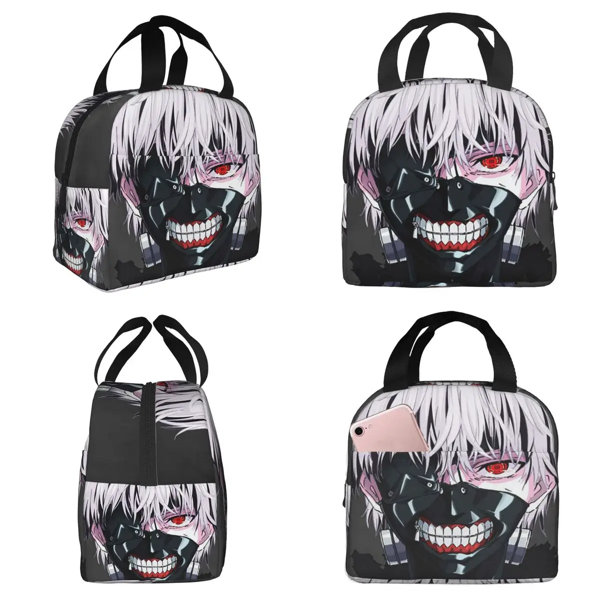 Anime Tokyo Ghoul Kaneki Ken Insulated Lunch Bag for Kids School Cooler Thermal Food Box Tote Leakproof Lunch Boxes Container