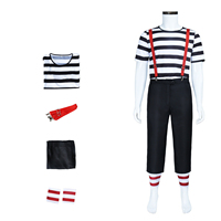 Tweedledee‌ Tweedledum‌ Cosplay Men French Mime Artist Costume Clown Outfits Fancy Dress Up for Halloween Party