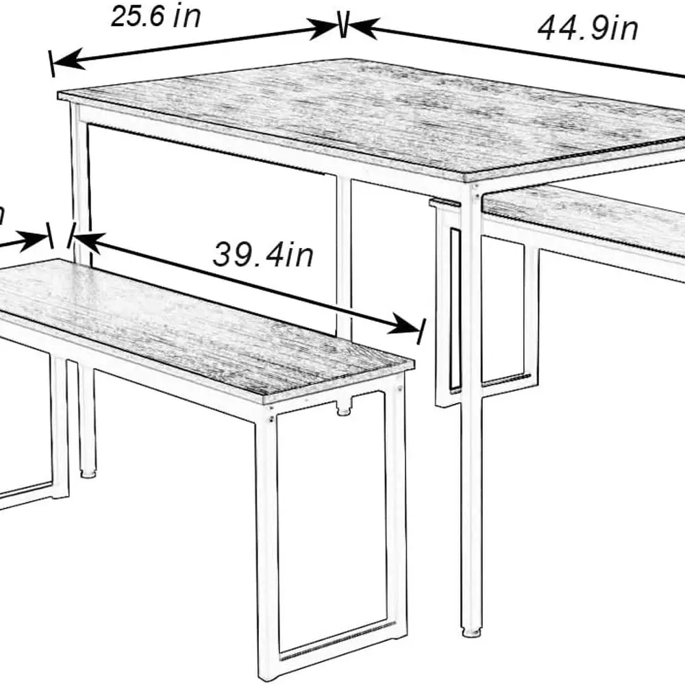 4人掛けの長方形の茶色のソーホーダイニングセット（ベンチ付き、キッチンスペース用）