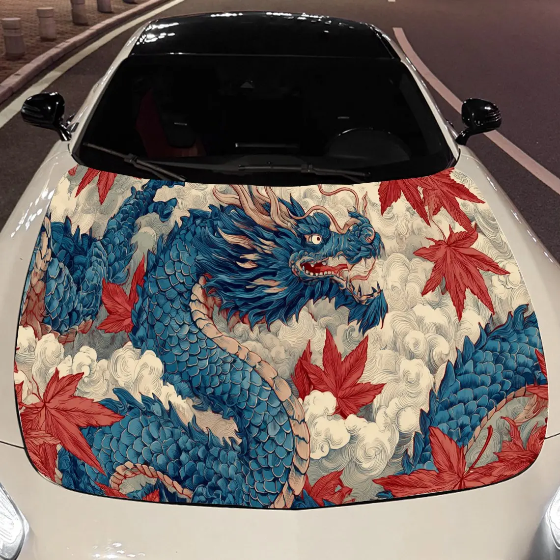 

Ретро принт «Король дракона», наклейки на капот автомобиля, водонепроницаемая самоклеящаяся наклейка на капот автомобиля из ПВХ, защитные наклейки для украшения капота автомобиля,