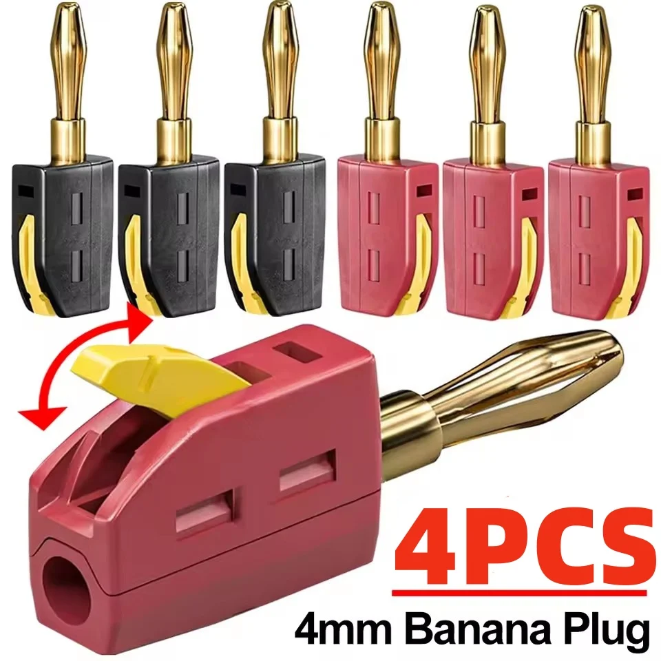 Portable 32A 4mm Banana Plug Solderless Quick Connect High Current Gold-Plated Banana Connectors Audio Copper Speakers Amplifier