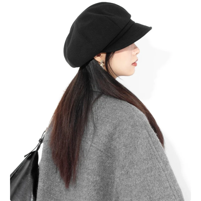 S/M/L/XL Übergroße Vintage Vier-Jahreszeiten Dicke Warme Schlichte Wollene Baskenmützen für Damen Mädchen Französische Künstler Casual Newsboy Caps – Detail 3
