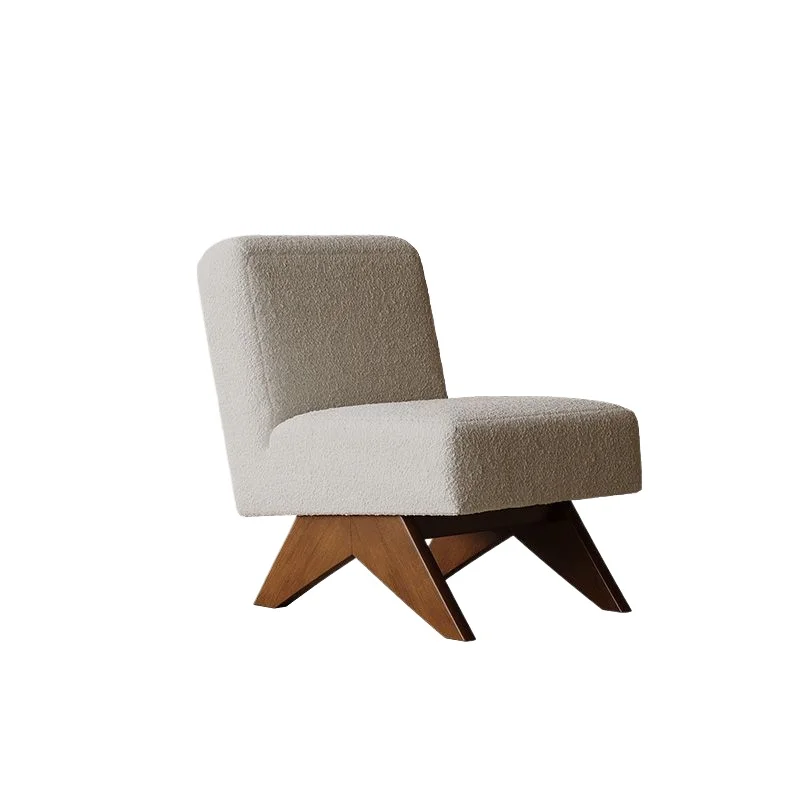 

Wabi Sand Wind Chandigarh Single Sofa Chair Designer Living Room Solid Wood Sofa Chair Backrest Vintage Leisure Chair