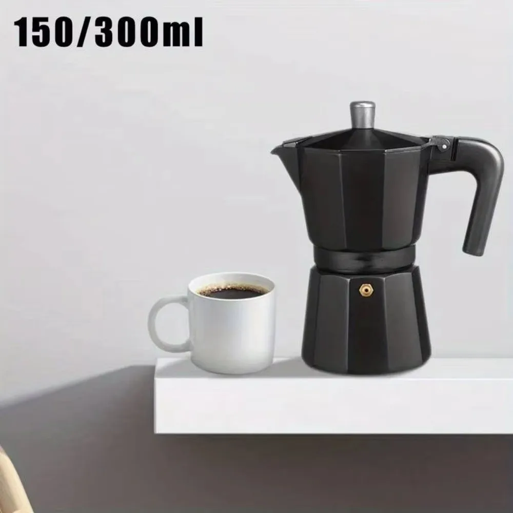 

Vintage Black Coffee Maker Moka Pot with Handle Octagonal Espresso Coffee Maker with Filter Aluminum Cafe Brewing Tools Cafe