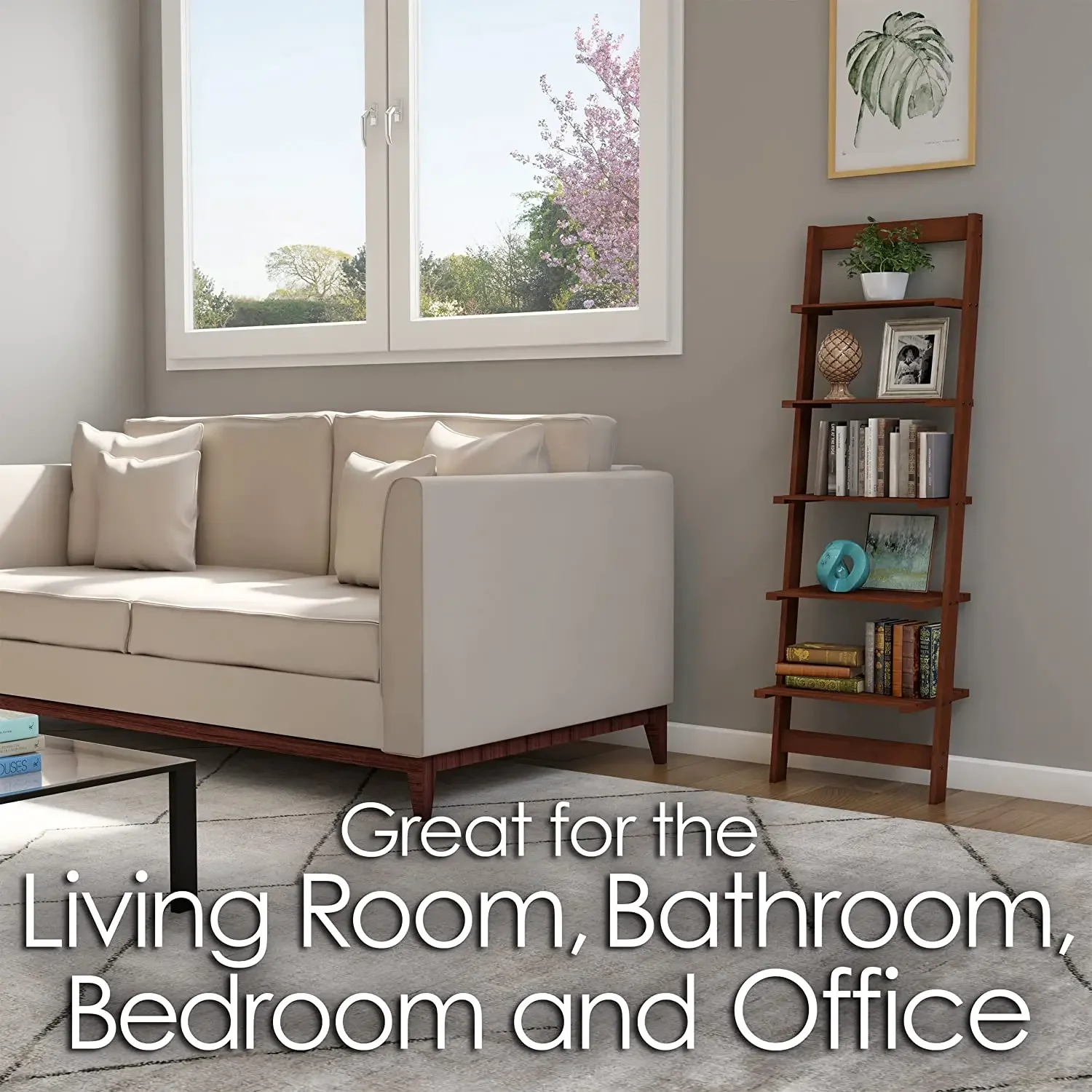 Ladder Shelf 5 Tier Bookcase Multipurpose Plant Flower Stand Bookshelf Storage Rack Shelves Modern Furniture Home Office