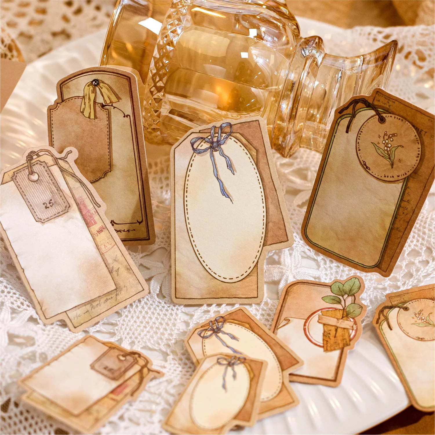 15 Pcs Vintage Writable Decorative Sticker Old Paper Collage Scrapbooking Label Diy Diary Album Journal Planner