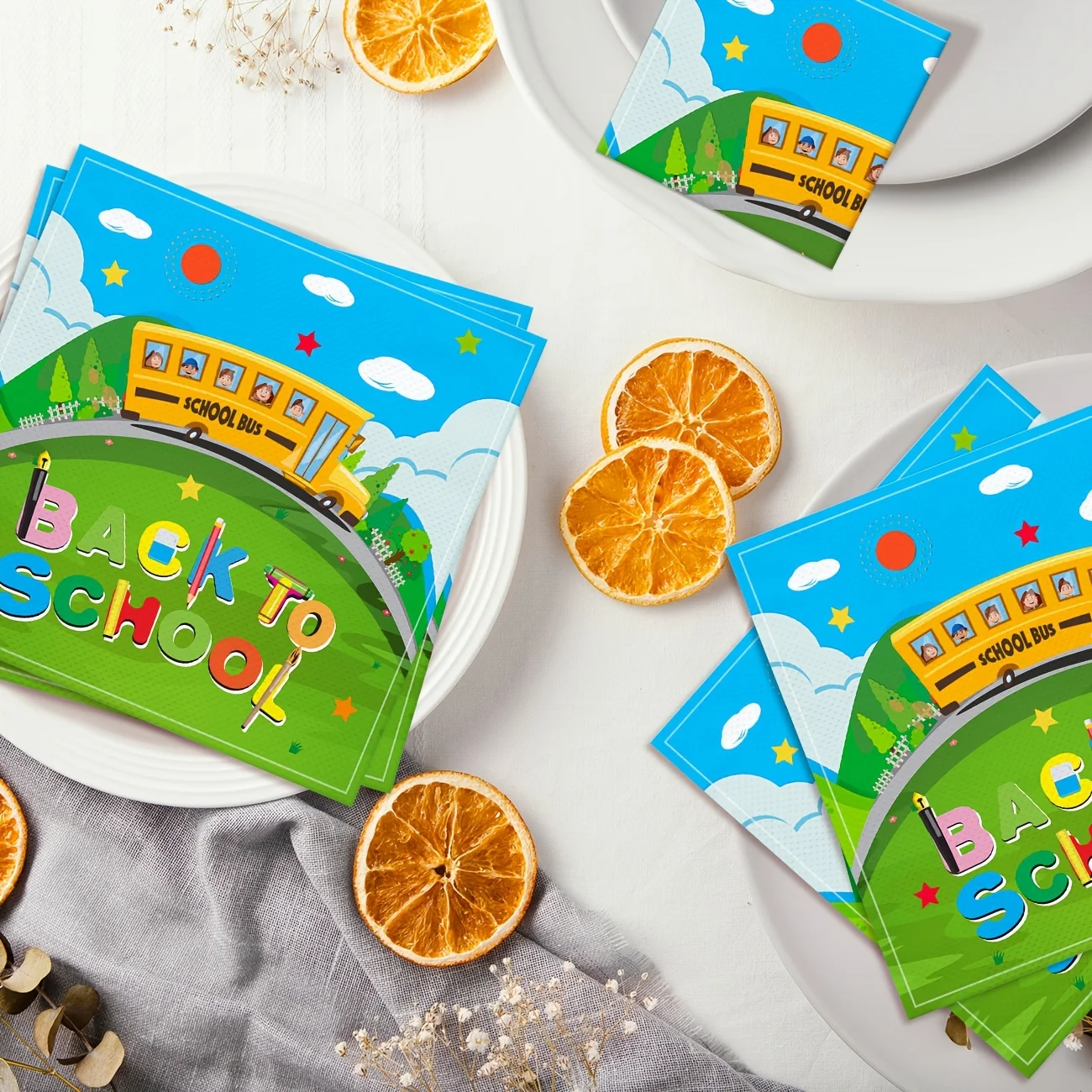 Back to School Papierserviette Gelb Schulbus Einwegservietten Schulsaison Luncheon Dinner Serviette für den ersten Schultag Pa