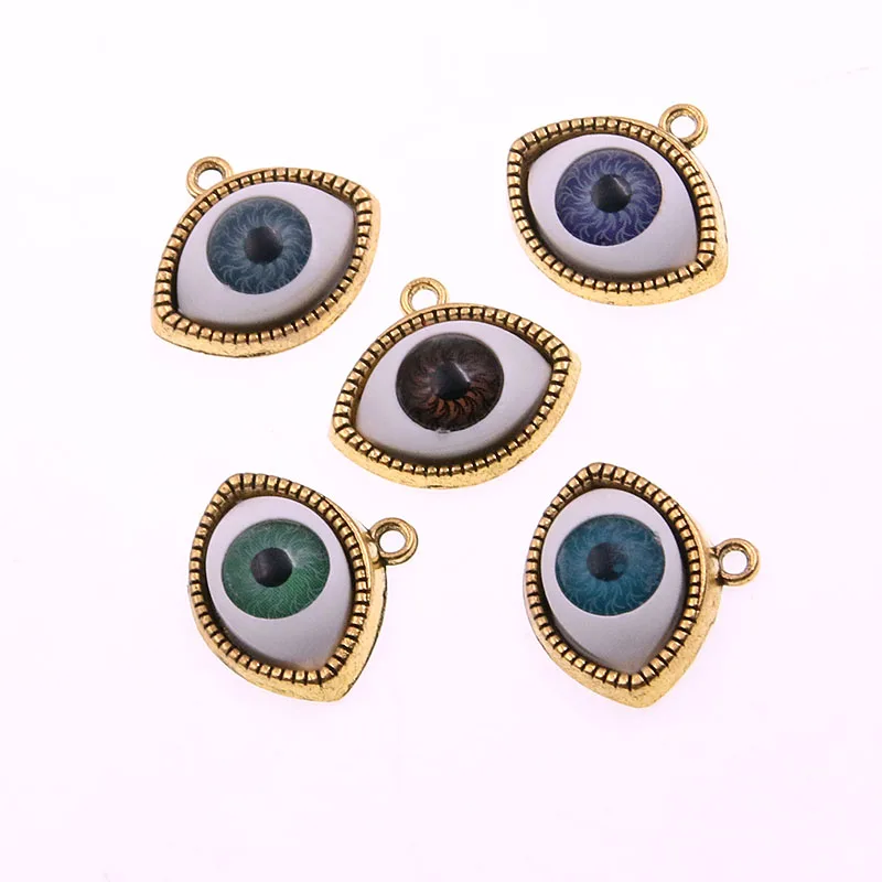 10PCS 6 Color 19*22mm Charms New Product   Double Eyes Vintage Zinc Alloy  DIY Jewelry Bracelet Necklace Metal  Carft Finding