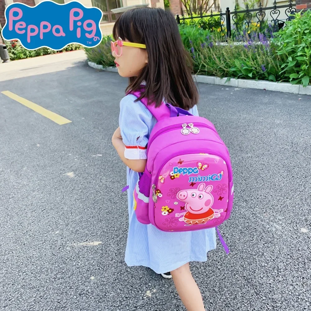 Peppa pig impresso dos desenhos animados das crianças mochila adequado para meninos meninas estudantes ao ar livre viagem escola presente do feriado